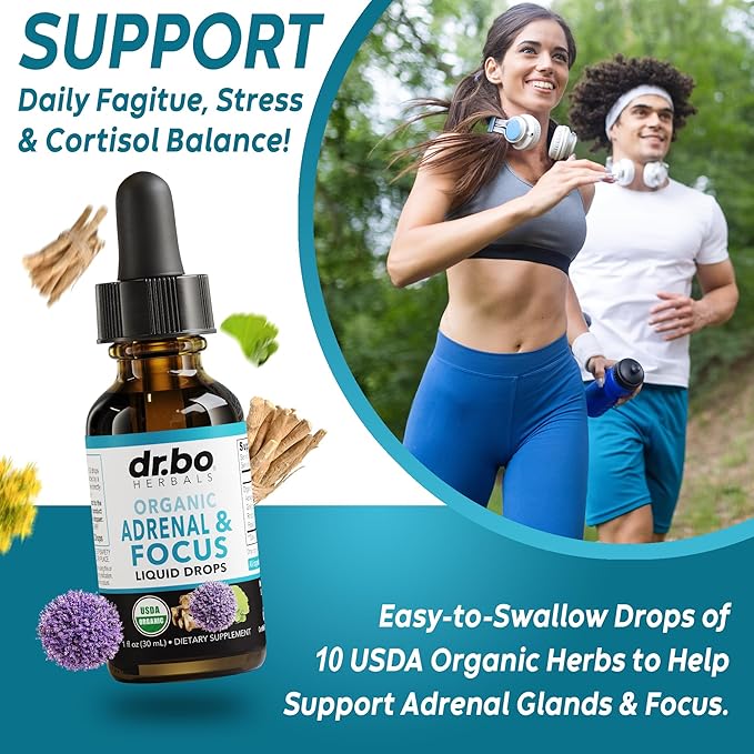 Thyroid Support & Adrenal Focus Drops - Thyroid Supplement Complex with L-Tyrosine Selenium Iodine & Organic Adrenal Support Supplements Focus Liquid Drops - Natural Brain and Memory Fatigue Attention