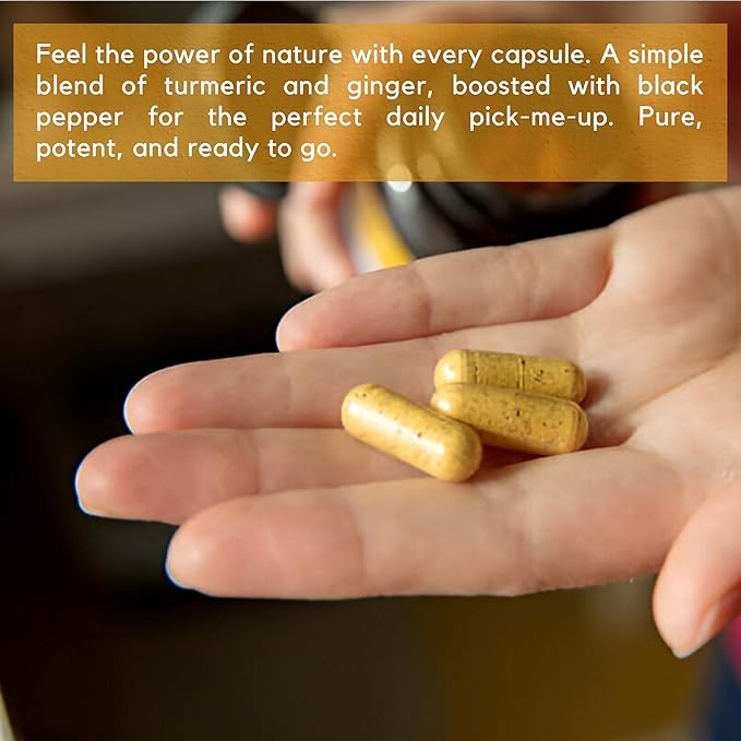 Turmeric Ginger with Black Pepper & Ginger 1000 mg 120 Capsules | Turmeric and Ginger Supplement with 95% Curcuminoids | Extra Strength Supplement| Joint Support Supplement | Non-GMO - 120 Capsules