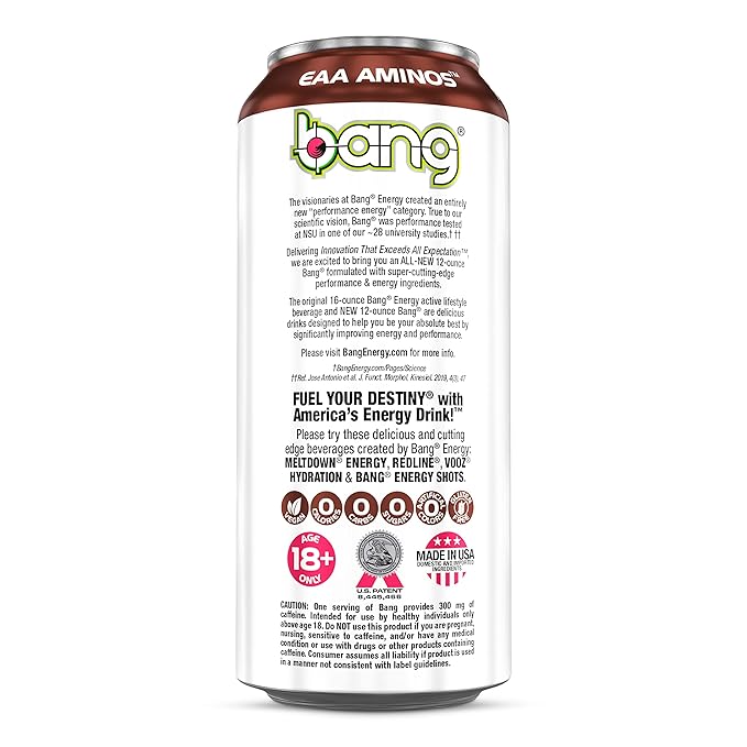 Bang Energy Wyldin’ Watermelon Sweet Tea, Sugar-Free Energy Drink, 16 Ounces (Pack of 12)