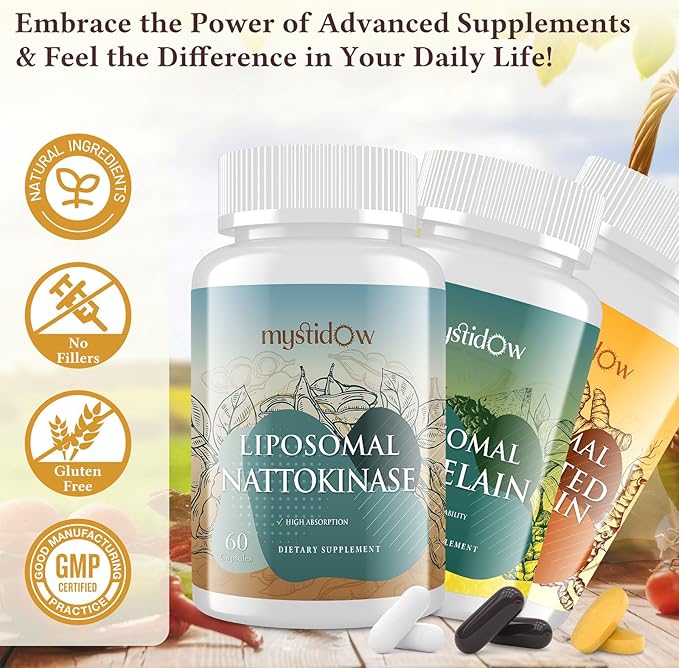 Spike Support Trio | Liposomal Nattokinase 8000 FU 500mg, Bromelain 1150 mg & Fermented Curcumin 1800 mg | High Potency, Enhanced Absorption Formula | for Immune, Heart & Circulation | 60 Day Supply