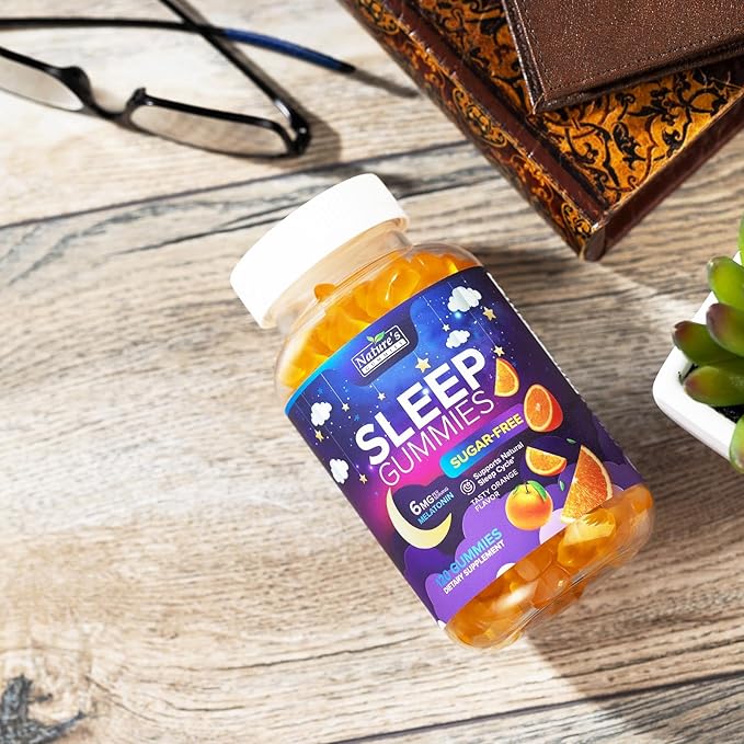 Sleep Gummies for Adults 6mg - Sugar Free Extra Strength Melatonin Gummy, Natural Sleeping Gummy for Adults, Kids, Orange Flavored, Vegan, Non-GMO, Sleep Vitamin Support Supplement - 120 Gummies
