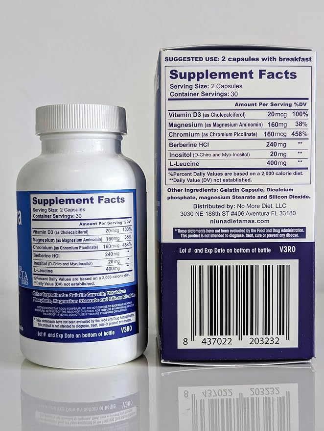 METFORMINA Natural - Weight Loss Aid - Metabolism Support - Dr Salomon (60 Capsules)
