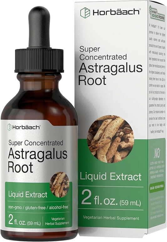 Horbäach Astragalus Root Extract Liquid | 2 fl oz | Alcohol Free Tincture | Super Concentrated | Vegetarian, Non-GMO, Gluten Free Supplement