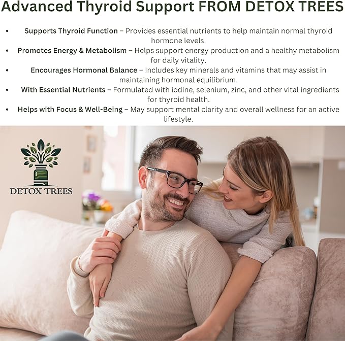 Advanced Thyroid Support Supplement - Non-GMO, Thyroid Supplement with L Tyrosine, Iodine, B12, Zinc, Selenium, Ashwagandha for Thyroid Health & Overall Well-Being, 60 Capsules