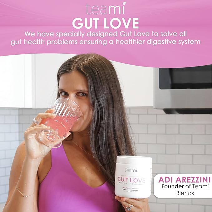 Teami Prebiotic and Probiotic Powder for Women - Promotes Digestion, Bloating Relief & Belly Balance - Gut Health Powder with 20 Billion Probiotics & 7 strains - Triple Berry Gut Love, 30 Servings