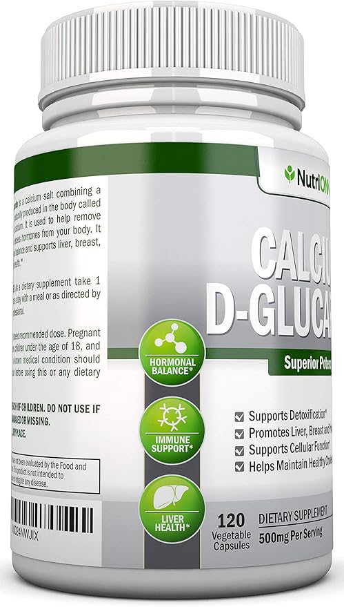 Calcium D-Glucarate - 500mg - 120 Vegetable Capsules - Superior Potency to Support Cleansing Processes, Estrogen Metabolism & Hormonal Balance - Helps with Prostate, Breast & Colon Health