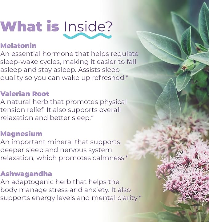 Natural Sleep Aid | Non-Habit Forming | Herbal Sleep Supplement for Better Sleep with Valerian, Melatonin, Magnesium, and Ashwagandha | Sleeping Pills for Adults (60 Vegan Capsules) (Pack of 2)