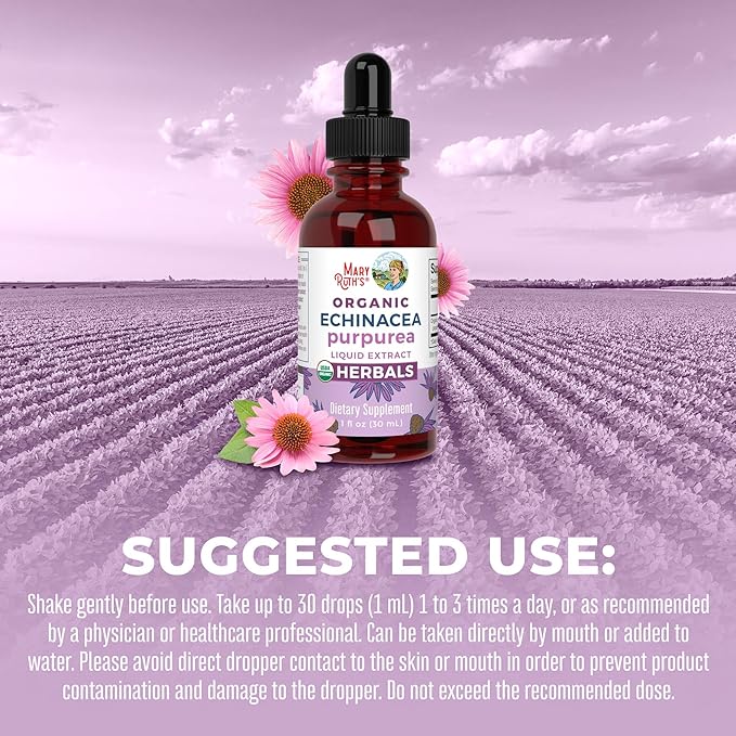 MaryRuth Organics Throat Spray (Unflavored) & Echinacea Purpurea Drops | USDA Organic, Clean Label Project Verified® | Vitamins for Throat Relief, Immunity & Overall Health | Vegan, Non-GMO