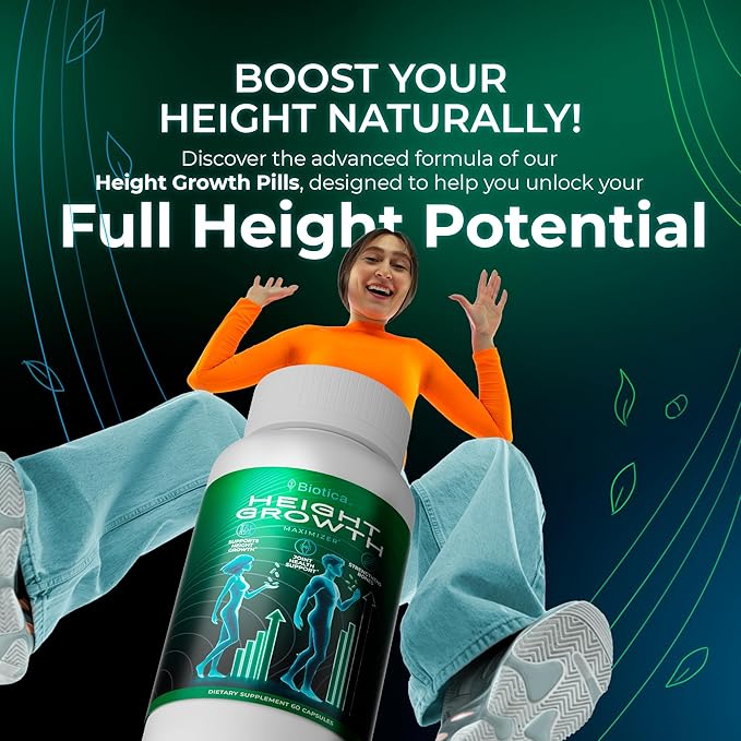 Height Growth Pills - Natural Hеight Growth Maximizer - Bone Up Calcium Supplement - Growth Factor Support, and Stature Development - Advanced Formula of Grow Pills