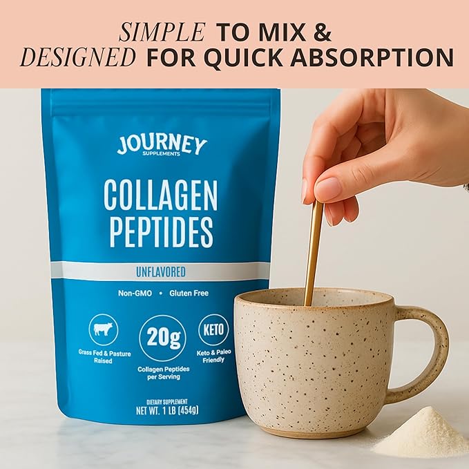Collagen Peptides Powder, Unflavored, 1 lb – Supports Hair, Skin, Nail, Bone & Joint Health – Hydrolyzed, Grass-Fed, Gluten-Free, Keto-Friendly, Zero Sugar Protein Supplement.