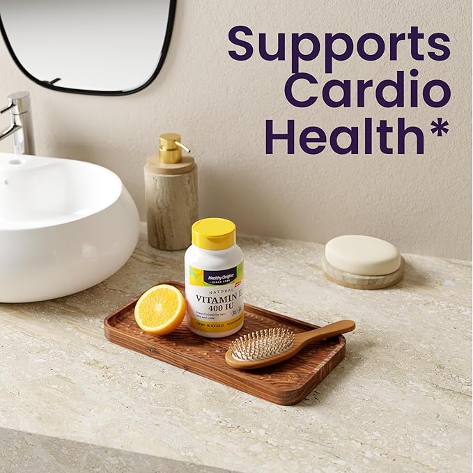 Healthy Origins Vitamin E 400 IU (Natural, Non-GMO, Gluten Free, Skin Support, Cardiovascular Support), 90 Softgels