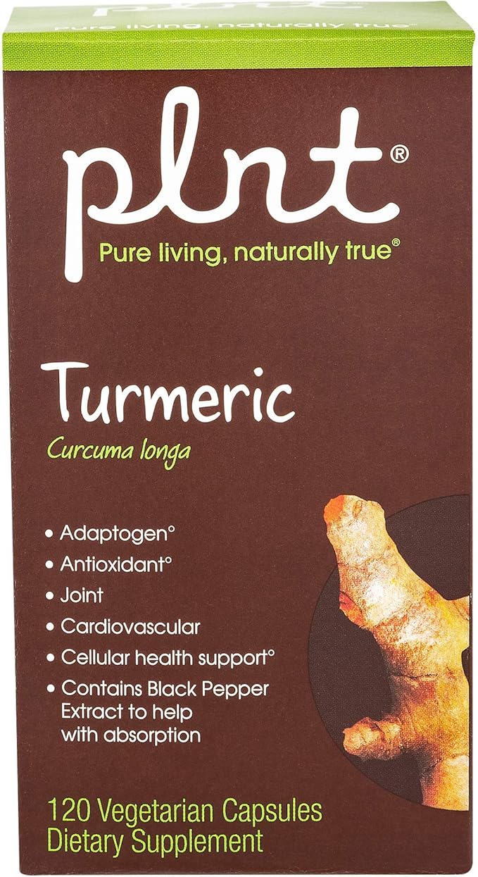 plnt Turmeric - with Natural, Non-GMO Indian Turmeric Root, Supports Joint Mobility, Cellular Health Support & Provides Antioxidant Benefits (120 Vegetarian Capsules)