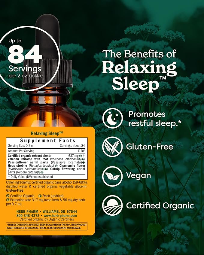 Herb Pharm Relaxing Sleep Herbal Formula With Valerian Liquid Extract - 2 Oz