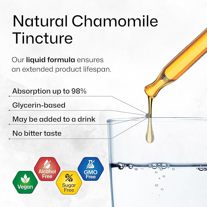 BIO KRAUTER Chamomile Tincture - Chamomile Extract - Supplement for Relaxation and Calmness Support - Alcohol and Sugar Free - Vegan Drops 4 Fl.Oz.