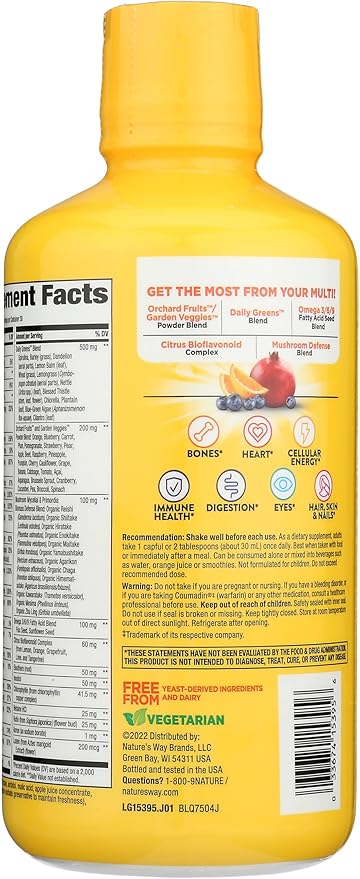 Nature's Way Alive! Max Potency Liquid Multivitamin with Antioxidants Beta Carotene, Vitamins C & E, Food-Based Blends, Citrus Flavored, 30.4 Fluid Ounce (Pack of 1)
