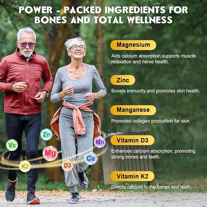Sugar Free Calcium Citrate Gummies 1200 mg with vitamin d3, K2, Magnesium, Zinc for Bone, Muscle & Immune Support, High Absorption Calcium Supplement for Women & Men, Raspberry Flavor, 60 Chews