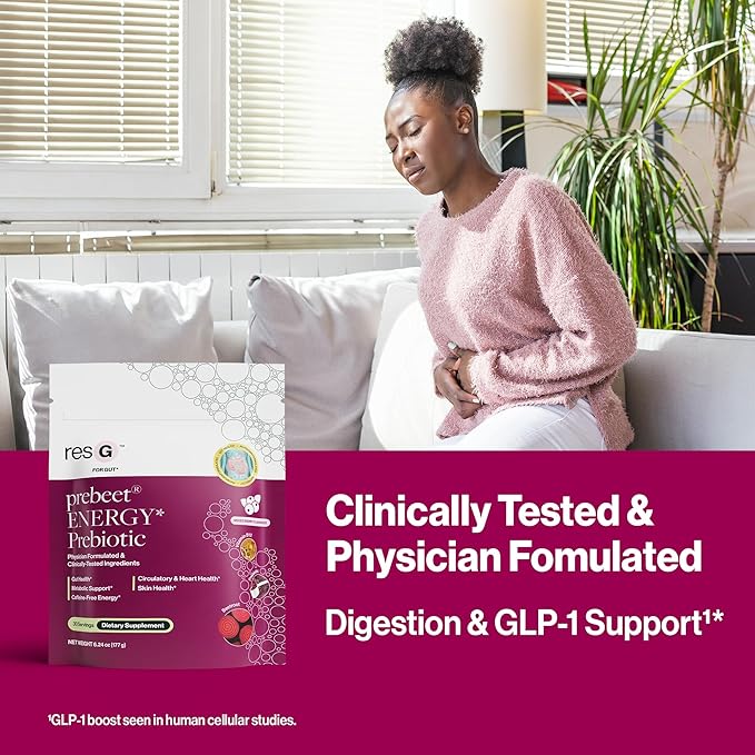 resG prebeet - Prebiotics Drink for Digestion, Occasional Constipation, Gas, Bloating with Akkermansia & GLP-1 Support w/Beet Root & Fiber, Gut Health for Women & Men - 560g (90 Servings)