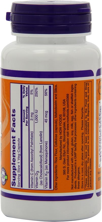 Vitamin D-3 & K-2 120 VegiCaps (Pack of 2)