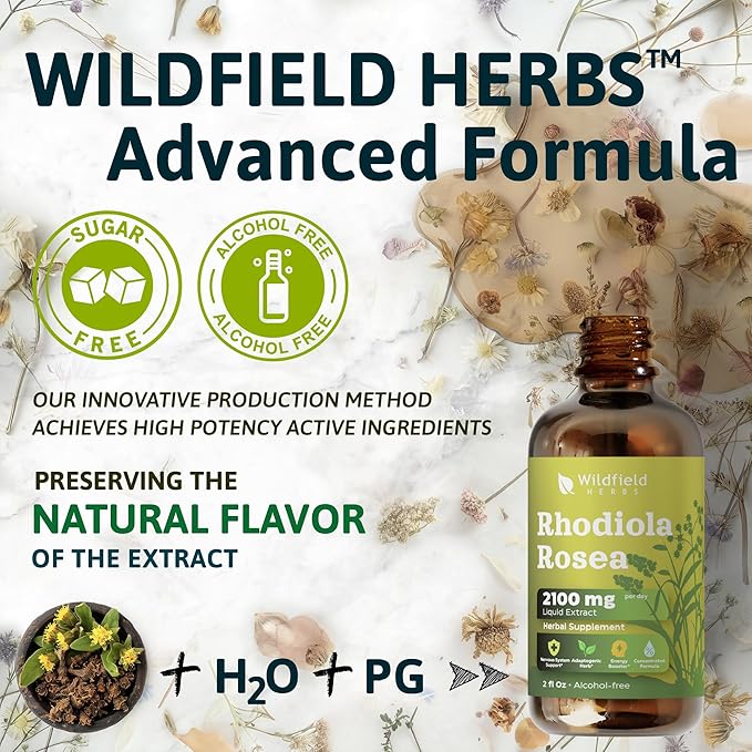 4 oz Rhodiola Rosea Supplement Rhodiola Rosea Root Tincture Drops 2100mg (Rhodiola rosea L.) Rhodiola Extract Absorbs Better Than Capsules, 2 Month Supply, 84 Servings, Alcohol-Free - 2 Oz, Pack of 2