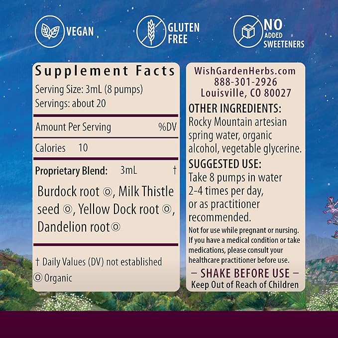 WishGarden Herbs Liver Strength Tonic - Plant-Based Herbal Liver Support Supplement with Burdock, Dandelion Root & Yellow Dock Root, Supports Liver Cleanse Detox & Repair, Healthy Liver Function, 2oz