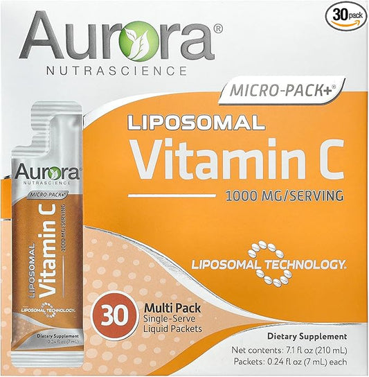 Aurora Nutrascience Micro-Pack Liposomal Vitamin C, Immune Support, 1,000 mg Per Serving, Gluten Free, Non-GMO, 30 Single Serve Packets, 21.7 oz