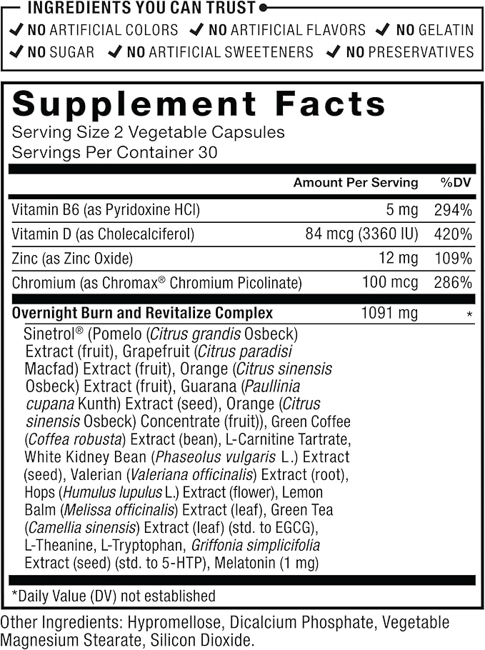 Force Factor LeanFire PM, Weight Loss Pills for Women and Men, Fat Burner and Overnight Weight Loss Pills to Burn Fat, Boost Metabolism, with Melatonin, 60 Count (Pack of 2)