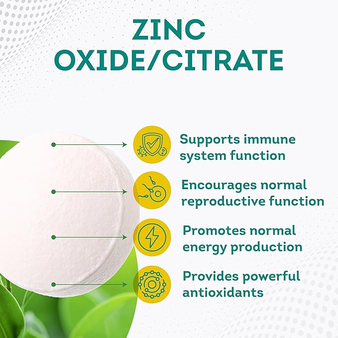 PurePremium Natural Zinc 50mg Supplements for Men & Women - High Potency Vitamin Zinc Citrate/Oxide for Adults, Immune Antioxidant, Energy Support - 100 Tablets