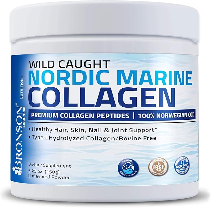 Marine Collagen Peptides Hydrolyzed Protein Powder + Ultra Biotin 10,000 Mcg Hair Skin and Nails Supplement