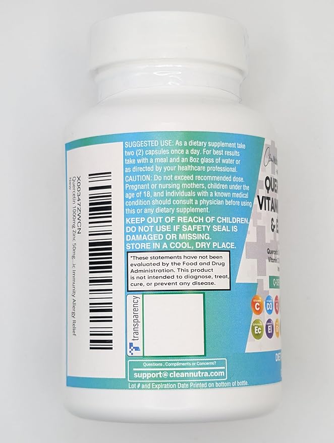 Clean Nutraceuticals Quercetin Zinc Vitamin C Vitamin D Bromelain Elderberry - Immune Defense Support Supplement Adults w Artemisinin, Sea Moss, Echinacea, Garlic Allergy Relief (5pack)