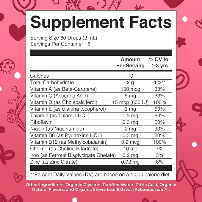 MaryRuth Organics CoComelon Toddler Kids Multivitamin with Iron | Immune Support | Toddler Vitamins | USDA Organic | Sugar Free | Multivitamin Liquid Drops for Kids Ages 1-3 | Vegan | 1 Fl Oz