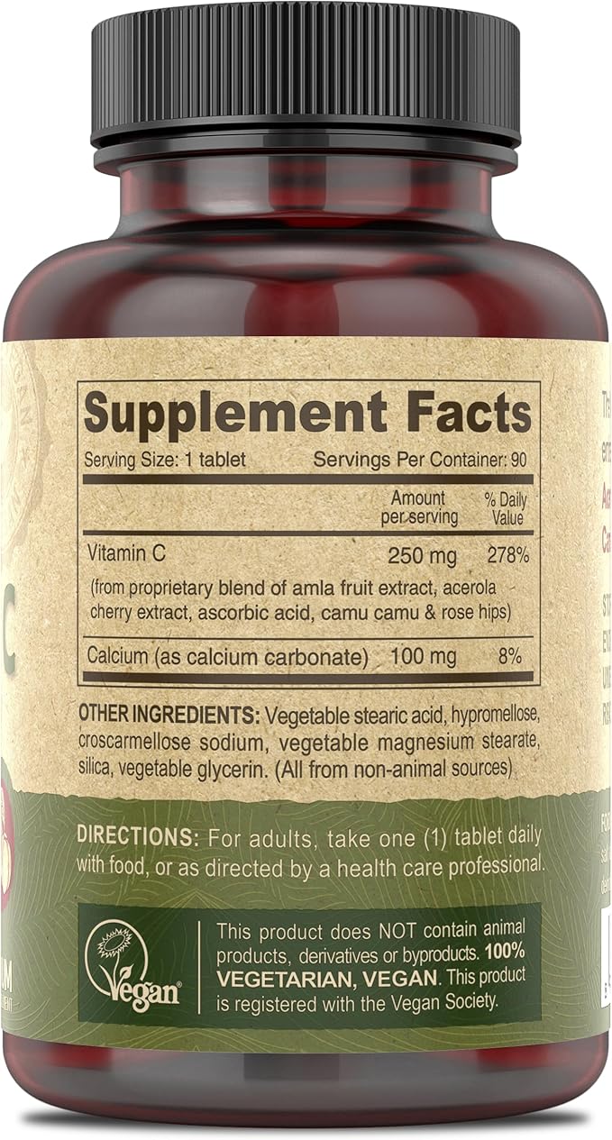 DEVA Vegan Vitamins - Vegan Food Based Premium Vitamin C - Multisource - Non-GMO - 90 Tablets