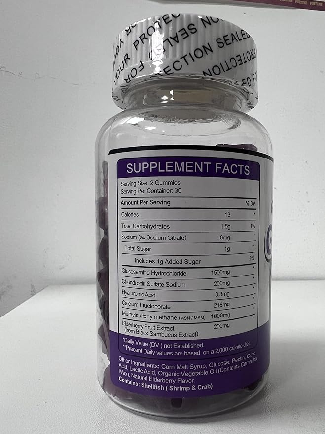 Glucosamine Chondroitin Gummies with MSM & Elderberry – Extra Strength Mobility & Flexibility Support, Antioxidant Immune Supplement for Women & Men