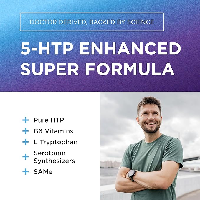 DR. EMIL NUTRITION 200 MG 5-HTP Plus with SAM-e to Maintain Normal Healthy Sleep and Create a Sense of Wellbeing - 5HTP Supplement with Vitamin B6-60 Vegan Capsules, 30 Servings