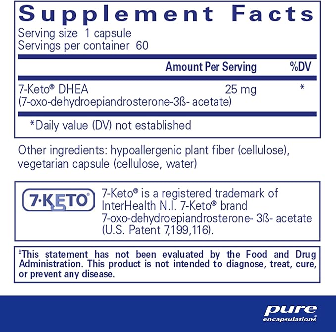 Pure Encapsulations 7-Keto DHEA 25 mg | Unique DHEA Metabolite Supplement to Support Thermogenesis* | 120 Capsules