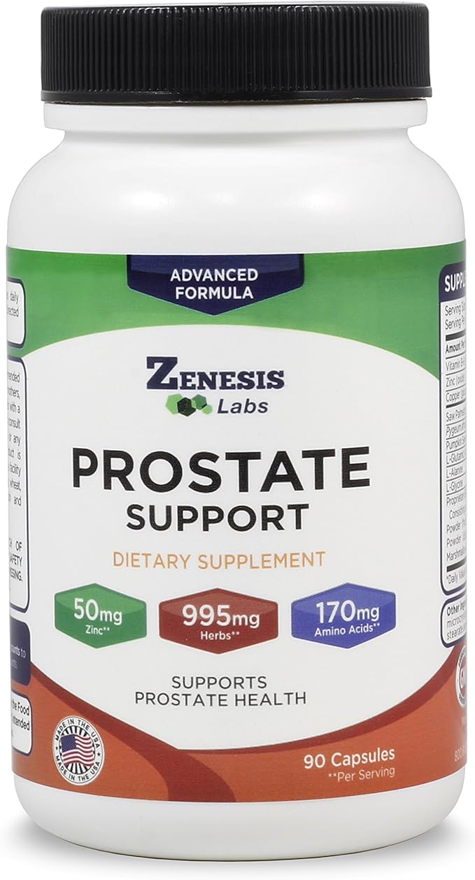 Zenesis Labs Prostate Health with Saw Palmetto - 270 Capsules - Also with Zinc, Copper, Pumpkin Seed, Burdock Root, Amino Acids, & Other Extracts - 135 Day Supply (90 Capsules/Bottle)