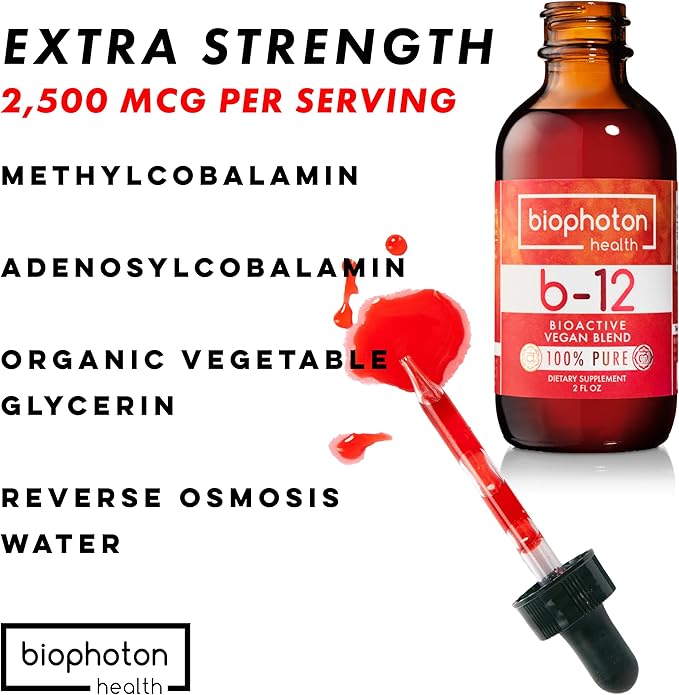 Liposomal Vitamin B12 Liquid Supplement - Bioactive Methyl Blend - Vegan & Non GMO - Organic Glycerin & Sugar Free (2 Fl Oz)