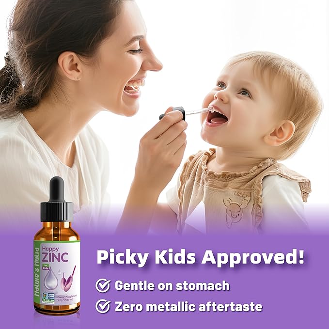 Nature's Nutra Happy Zinc, Premium Liquid Zinc for Baby, Infant, Kids and Children, TRAACS Chelate Zinc, High Bioavailability, Non-GMO, Kosher, 2 Fl. Oz (60ml)