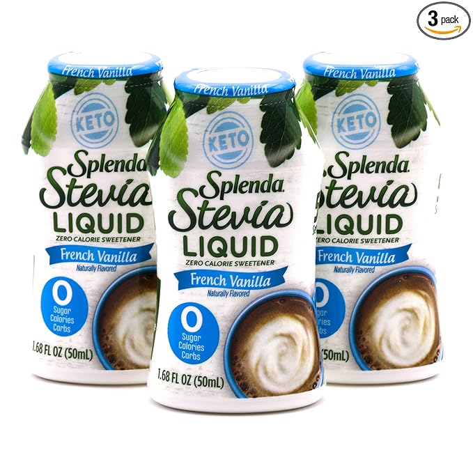 SPLENDA Stevia Liquid Zero Calorie Sweetener Drops, French Vanilla, 1.68 Fl Oz Bottle (Pack of 3)