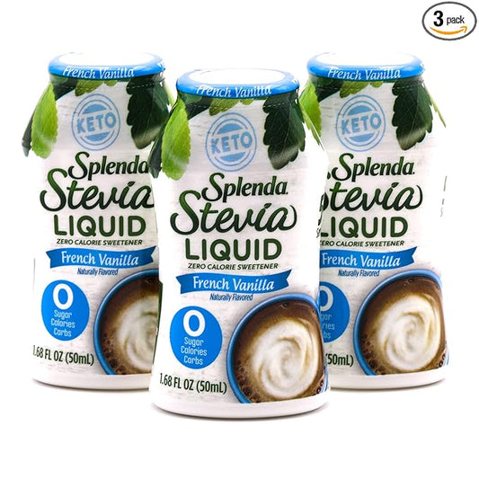 SPLENDA Stevia Liquid Zero Calorie Sweetener Drops, French Vanilla, 1.68 Fl Oz Bottle (Pack of 3)