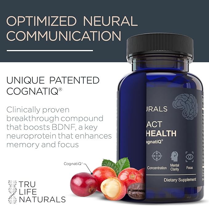 NEUROACT Brain Health Memory, Focus, Concentration, Mental Clarity with CognatiQ, Vitamin B3 & B6 | Manage Stress & Elevate Mood | Holistic Brain Health Formula, Sustained Energy & Well Being