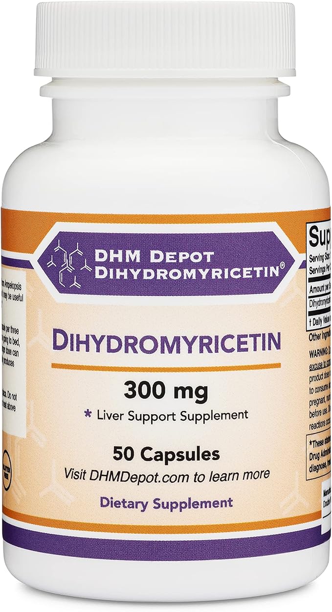 Dihydromyricetin (DHM) 50 Capsules, 300mg, Liver Support Supplement (Third Party Tested)(DHM Depot) Non GMO, Gluten Free (Liver Cleanse Detox & Repair) by Double Wood