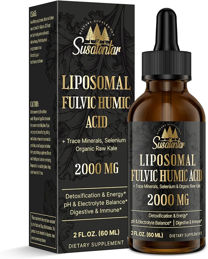 Liquid Liposomal Fulvic Humic Acid Supplement & 5000MG Shilajit Coffee for Focus, Energy