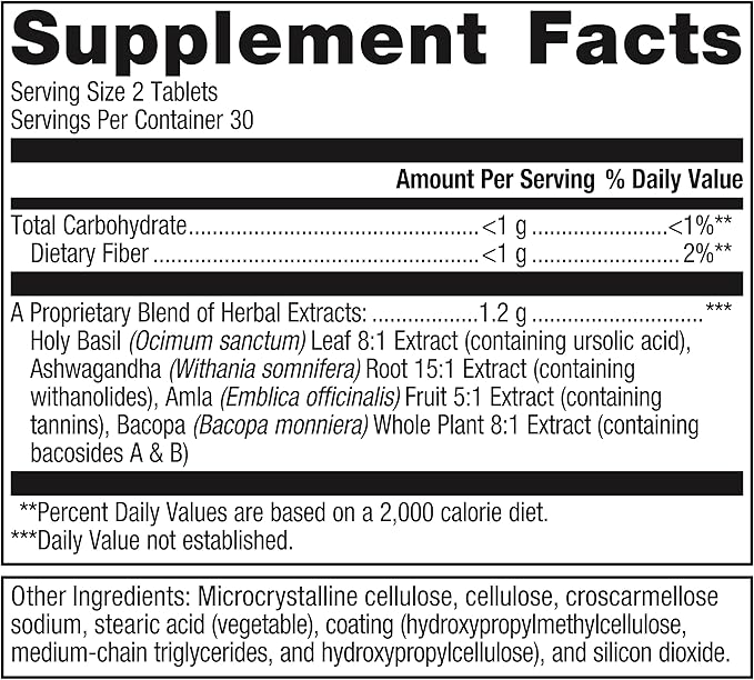 Metagenics Exhilarin - Energy & Stress Tolerance Support* - with Ashwagandha, Holy Basil, Amla & Bacopa - Designed in Style of Ayurvedic Medicine - 60 Tablets
