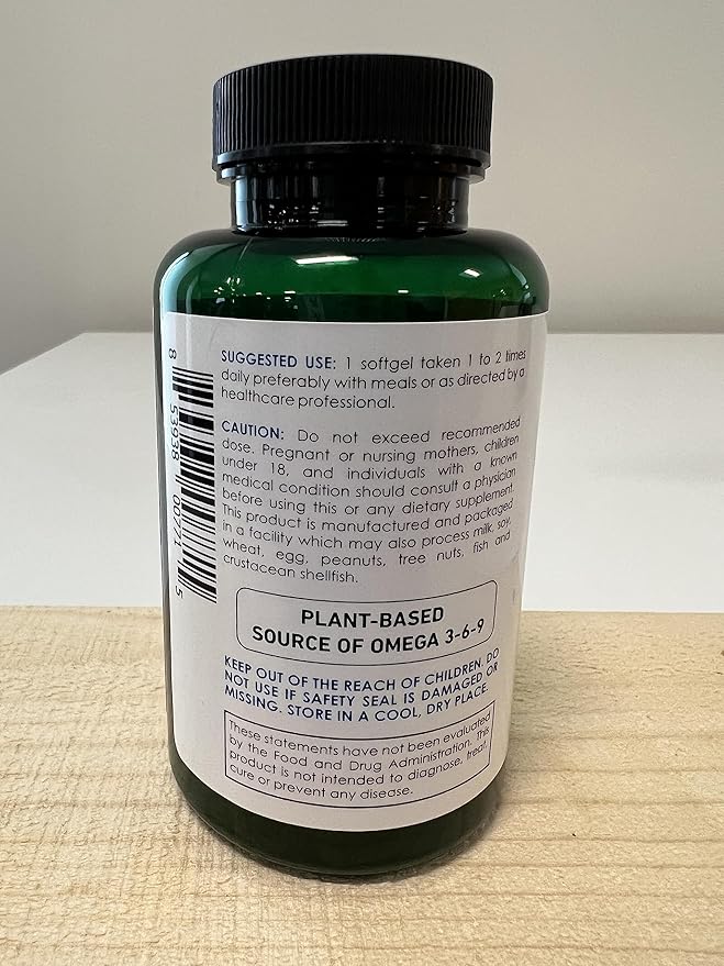 Natural Organic Flaxseed Oil 1,000 mg, Essential Omega 3 6 9 Natural ALA Healthy Hair Skin and Nails Gluten Free, Non-GMO, Hexane Free 100 Liquid Softgels