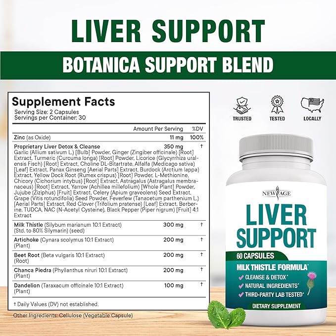 Liver Cleanse Detox & Repair - Milk Thistle Supplement - Liver Support with Choline, Artichoke Extract, Chicory & Dandelion Root Supplement - Milk Thistle Liver Detox & Liver Cleanse - 120 Count
