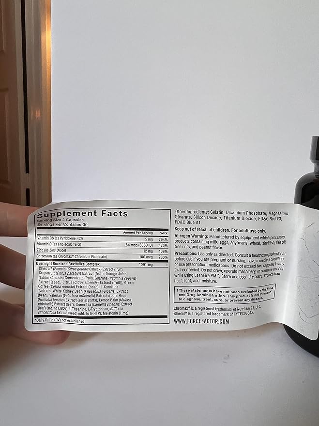 Force Factor LeanFire PM, Weight Loss Pills for Women and Men, Fat Burner and Overnight Weight Loss Pills to Burn Fat, Boost Metabolism, with Melatonin, 60 Count (Pack of 2)