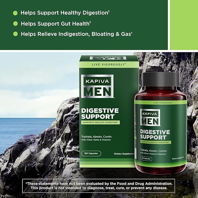 Digestive Support Supplement with Triphala, Ajwain, Cumin, and Other Herbs and Vitamins, Supports Healthy Digestion and Gut Health, 60 Day Supply, 120 Capsules