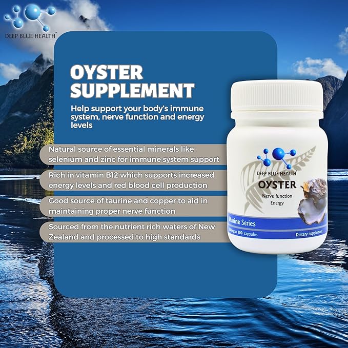 New Zealand Oyster Extract Powder - 500mg x 100 Capsules - Zinc Supplement Pills for Men and Women - Supports Immune Health, Energy and Nerve Function w/ Green Lipped Mussel