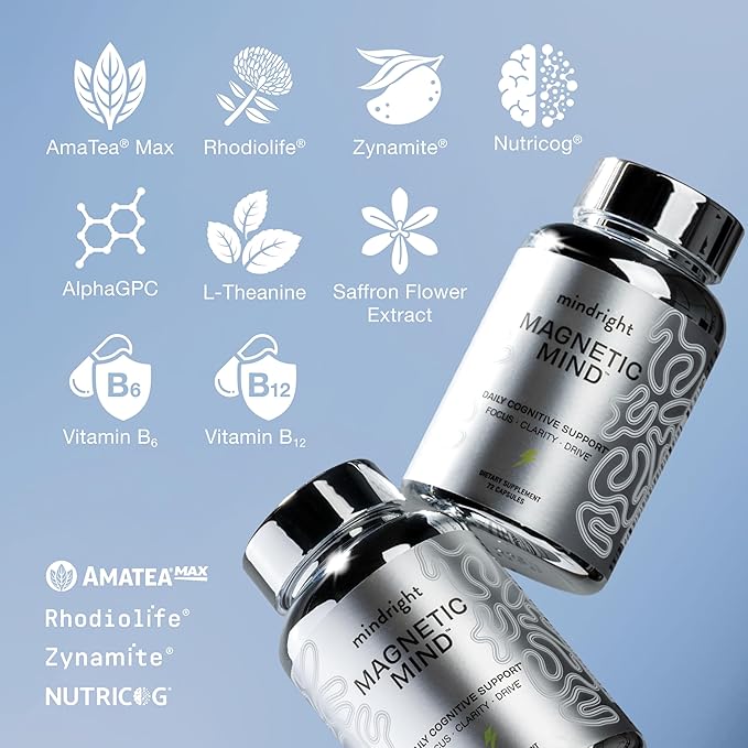 Magnetic Mind - Premium Cognitive Supplement for Ultra Focused Energy, Clarity, & Drive - Nootropic Designed for Long-Term Brain Health, Memory & Focus - 30 Day Supply - No Artificial Colors