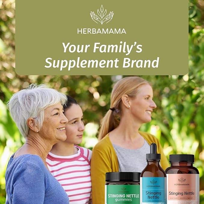 HERBAMAMA Herbal Liquid Drops Kit - Bundle of Stinging Nettle & Turmeric Curcumin Tincture 4 fl oz - Vegan, Non-GMO, Sugar & Alcohol-Free - 2 Pack